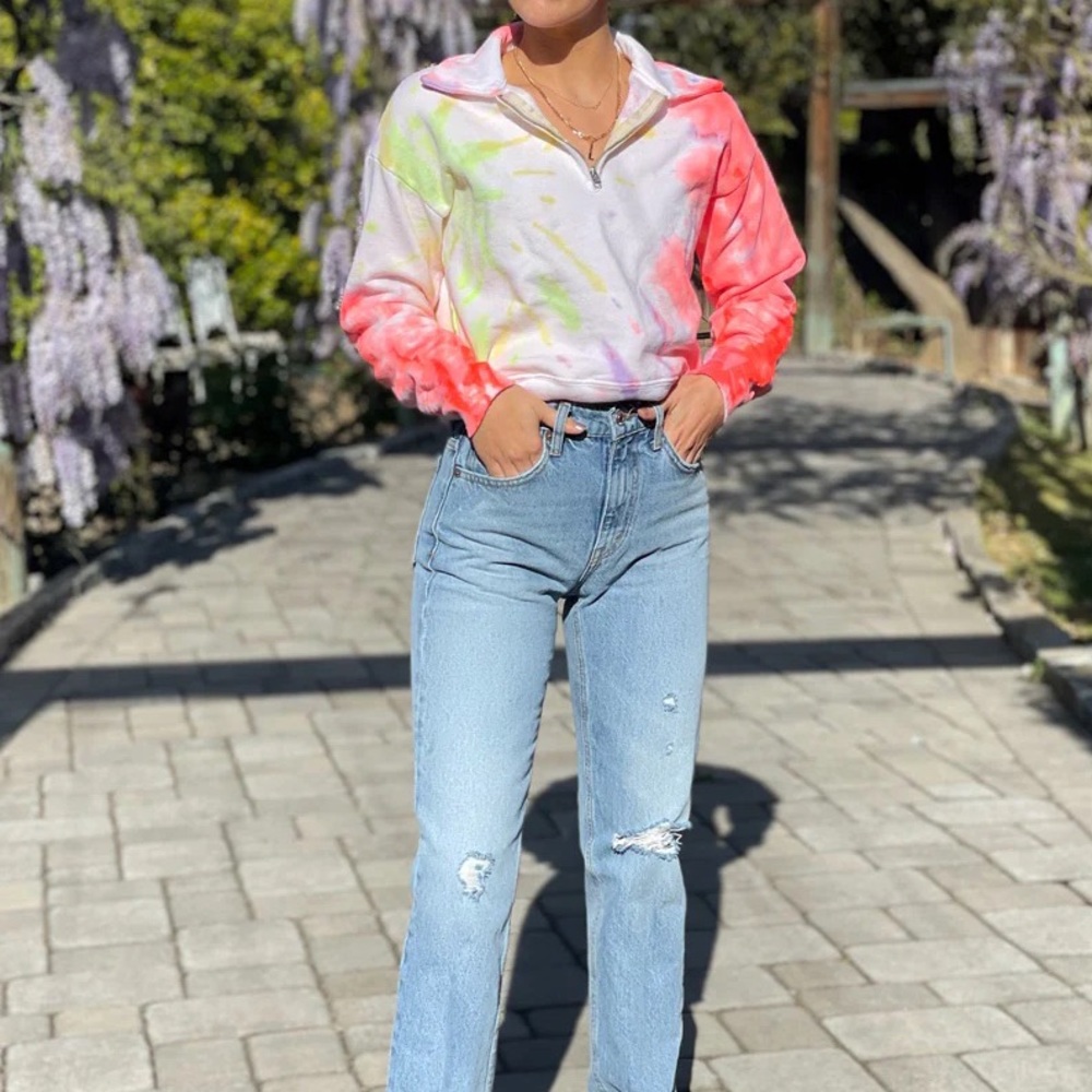 RE/DONE 70s Tie-dye Half-zip Sweatshirt